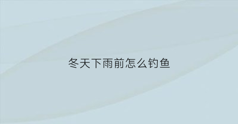 冬天下雨前怎么钓鱼(冬天下雨前怎么钓鱼最好)