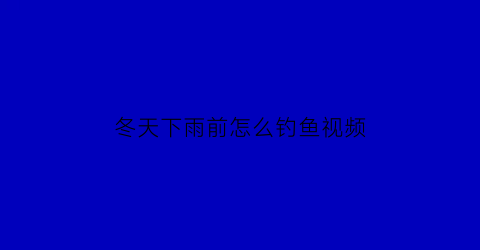 冬天下雨前怎么钓鱼视频(冬天下雨前好钓鱼还是雨后好钓鱼)