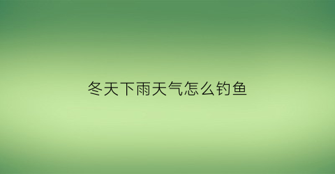 “冬天下雨天气怎么钓鱼(冬天下雨天气怎么钓鱼呢)