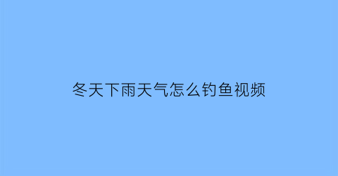冬天下雨天气怎么钓鱼视频(冬季下雨天钓鱼的技巧和方法)