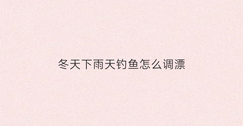 冬天下雨天钓鱼怎么调漂(冬天钓鱼下雨天能钓到鱼吗)
