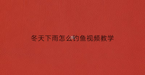 冬天下雨怎么钓鱼视频教学(冬季下雨天钓鱼的技巧和方法)