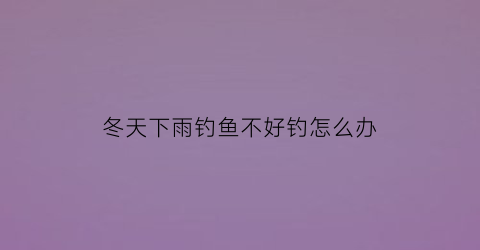 冬天下雨钓鱼不好钓怎么办