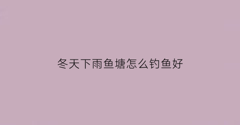 冬天下雨鱼塘怎么钓鱼好(冬天下雨鱼塘怎么钓鱼好呢)