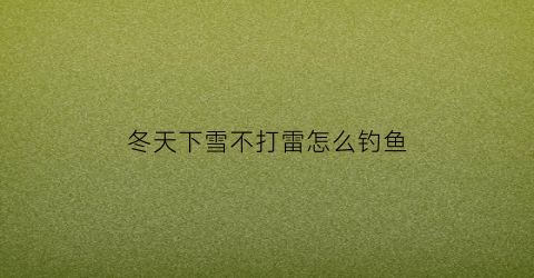 冬天下雪不打雷怎么钓鱼(冬天下雪不打雷怎么钓鱼视频)
