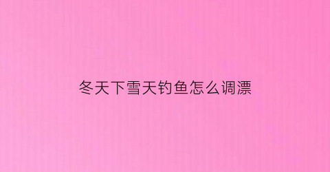冬天下雪天钓鱼怎么调漂(冬天下雪怎么钓鲫鱼)