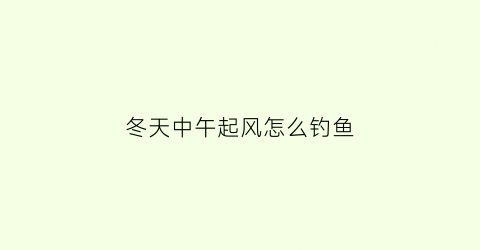 冬天中午起风怎么钓鱼