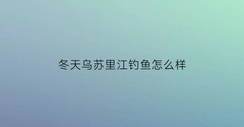 冬天乌苏里江钓鱼怎么样