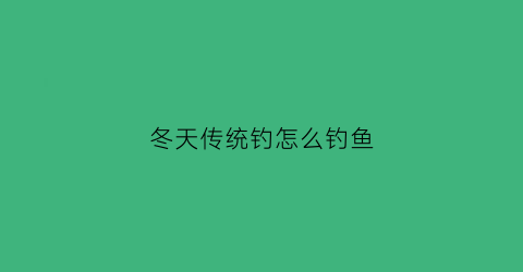 “冬天传统钓怎么钓鱼(冬天传统钓用什么鱼钩最好)