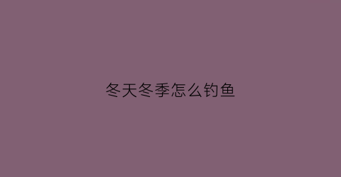 冬天冬季怎么钓鱼
