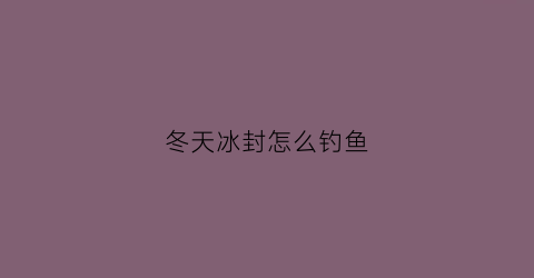 冬天冰封怎么钓鱼