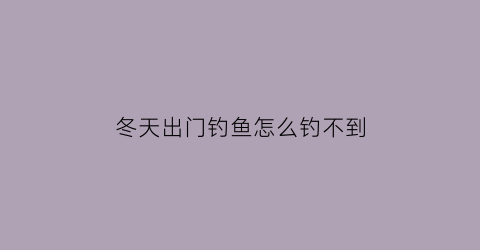 “冬天出门钓鱼怎么钓不到(冬天钓不到大鱼吗)