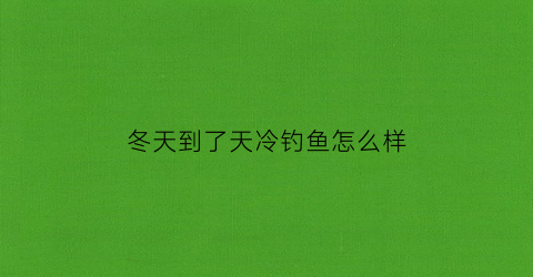 冬天到了天冷钓鱼怎么样(天冷钓鱼是不是就难钓)