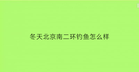 冬天北京南二环钓鱼怎么样(北京冬天钓什么鱼)