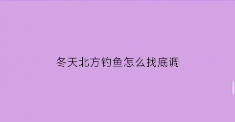 “冬天北方钓鱼怎么找底调(冬天北方钓什么鱼)