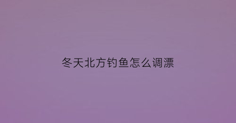 “冬天北方钓鱼怎么调漂(冬天北方钓鱼怎么调漂好)