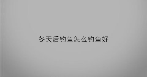 冬天后钓鱼怎么钓鱼好(冬天钓鱼技巧及方法)