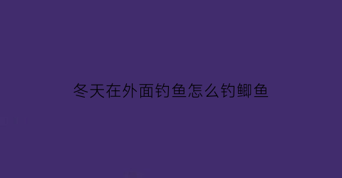 “冬天在外面钓鱼怎么钓鲫鱼(冬天野外钓鱼技巧)