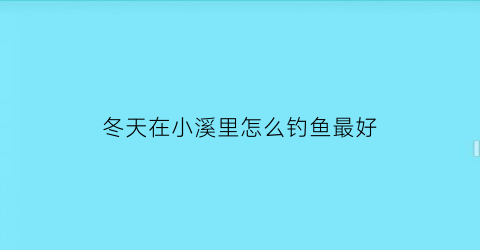 冬天在小溪里怎么钓鱼最好