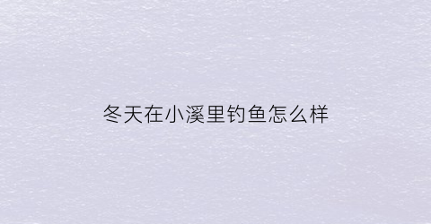 冬天在小溪里钓鱼怎么样(冬天小溪里的鱼都躲哪去啦)