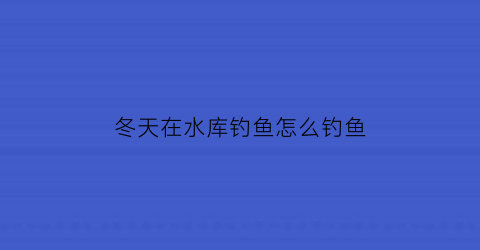 冬天在水库钓鱼怎么钓鱼(冬天在水库钓鱼怎么钓鱼好)