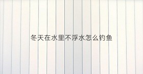 冬天在水里不浮水怎么钓鱼(冬天水浅怎么钓鱼)