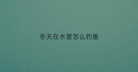 冬天在水里怎么钓鱼(冬天大水面怎么钓鱼)