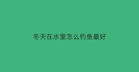 冬天在水里怎么钓鱼最好