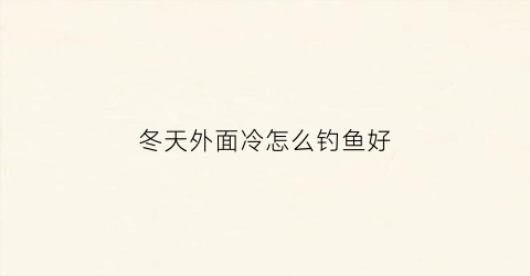 冬天外面冷怎么钓鱼好(冬天天冷怎么钓鱼)