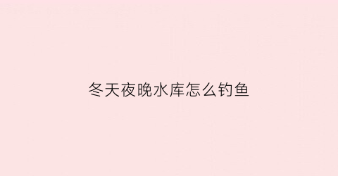 冬天夜晚水库怎么钓鱼(冬天夜晚水库怎么钓鱼最好)