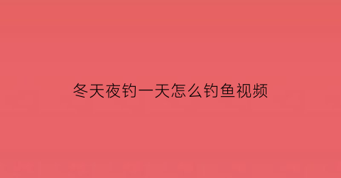 “冬天夜钓一天怎么钓鱼视频(冬天夜钓一天怎么钓鱼视频教学)