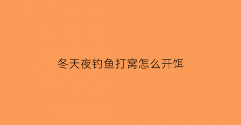 冬天夜钓鱼打窝怎么开饵(冬天夜钓技巧)