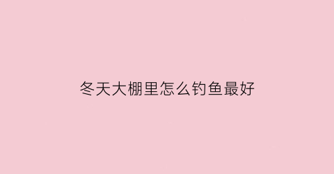 冬天大棚里怎么钓鱼最好(冬季大棚钓鲫鱼的技巧)