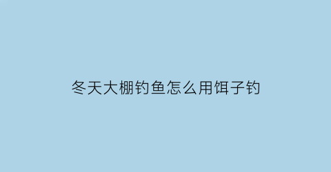 冬天大棚钓鱼怎么用饵子钓