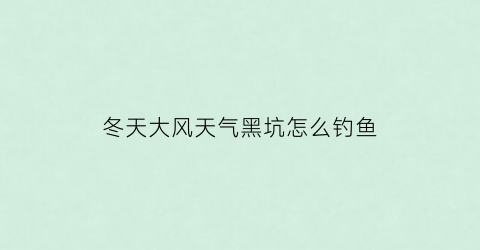 冬天大风天气黑坑怎么钓鱼(风大黑坑好钓鱼吗)