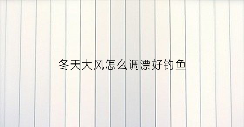 冬天大风怎么调漂好钓鱼(冬天大风天钓鱼鱼口怎么样)
