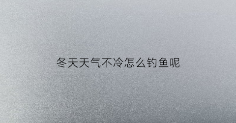 冬天天气不冷怎么钓鱼呢(冬天天气不冷怎么钓鱼呢视频)