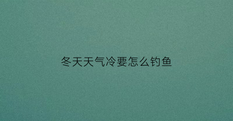 冬天天气冷要怎么钓鱼(冬季天冷怎么钓鱼)