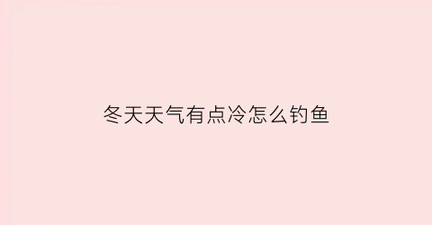 冬天天气有点冷怎么钓鱼(天冷怎么钓鱼有方法吗)