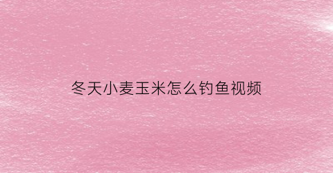 “冬天小麦玉米怎么钓鱼视频(小麦玉米钓鱼饵料做法)