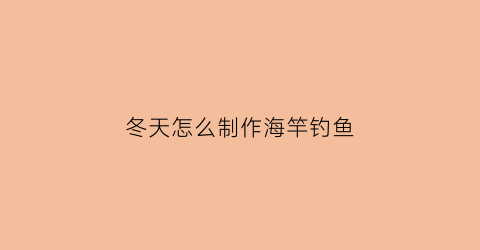 冬天怎么制作海竿钓鱼(冬季海竿用什么饵钓大鱼)