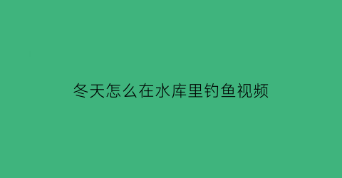 “冬天怎么在水库里钓鱼视频(冬天水库的鱼怎么钓)