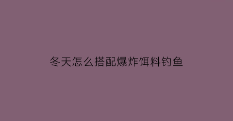 冬天怎么搭配爆炸饵料钓鱼(冬天爆炸钩好钓鱼吗)