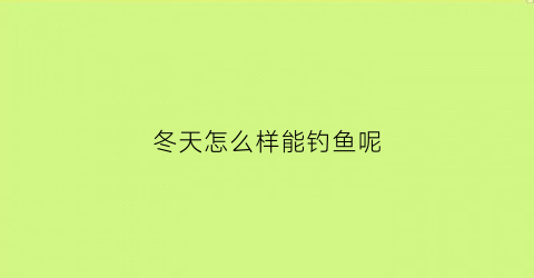 冬天怎么样能钓鱼呢(冬天里怎么钓鱼)