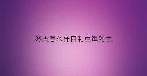 冬天怎么样自制鱼饵钓鱼(冬天怎么样自制鱼饵钓鱼饵料)