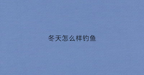冬天怎么样钓鱼(冬天怎么样钓鱼最好)