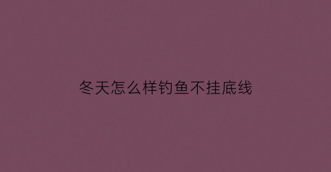 冬天怎么样钓鱼不挂底线(冬天这么钓鱼)
