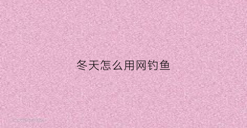 冬天怎么用网钓鱼(冬天用网能捕鲤鱼吗)