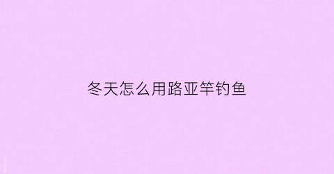 冬天怎么用路亚竿钓鱼(冬天怎么用路亚竿钓鱼视频)