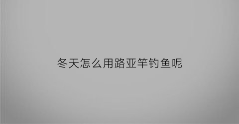 冬天怎么用路亚竿钓鱼呢(冬天路亚用什么饵效果好)